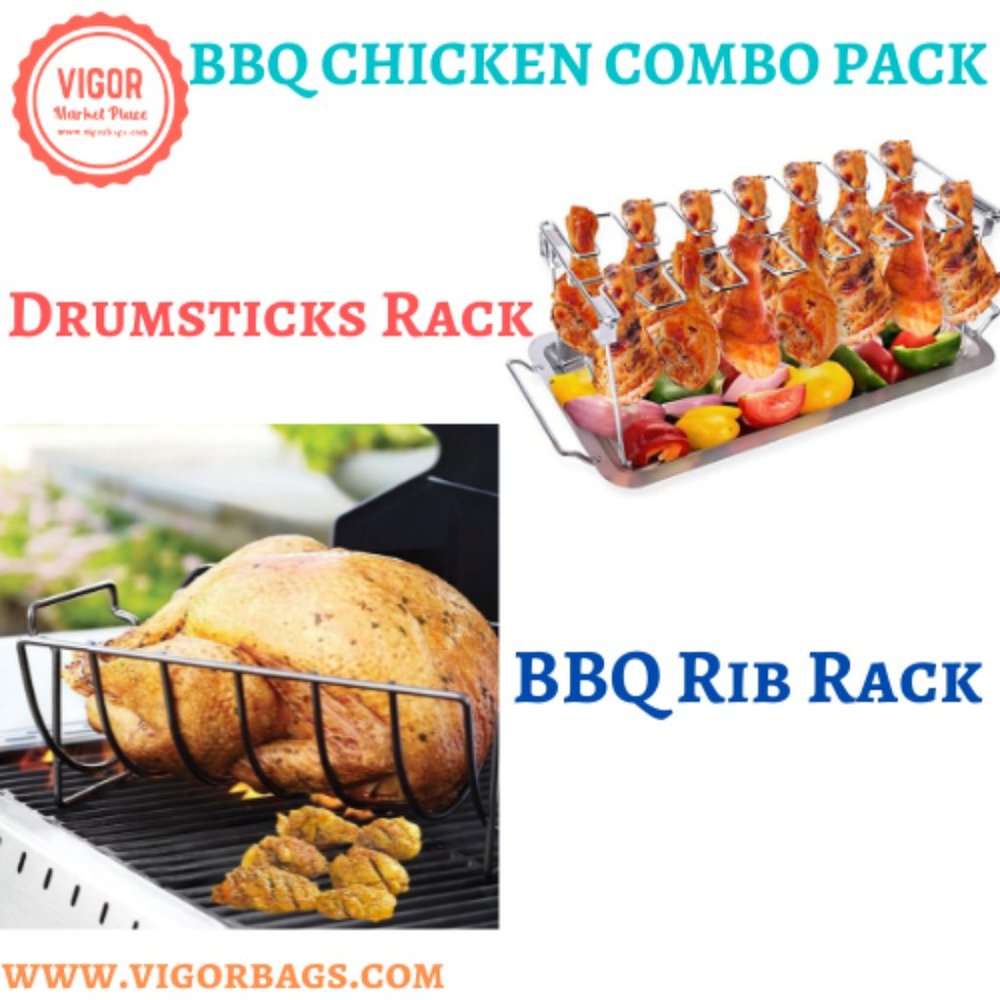 BBQ Chicken Drumsticks Rack Stainless Steel & BBQ Rib Rack Non Stick Rib Roast R